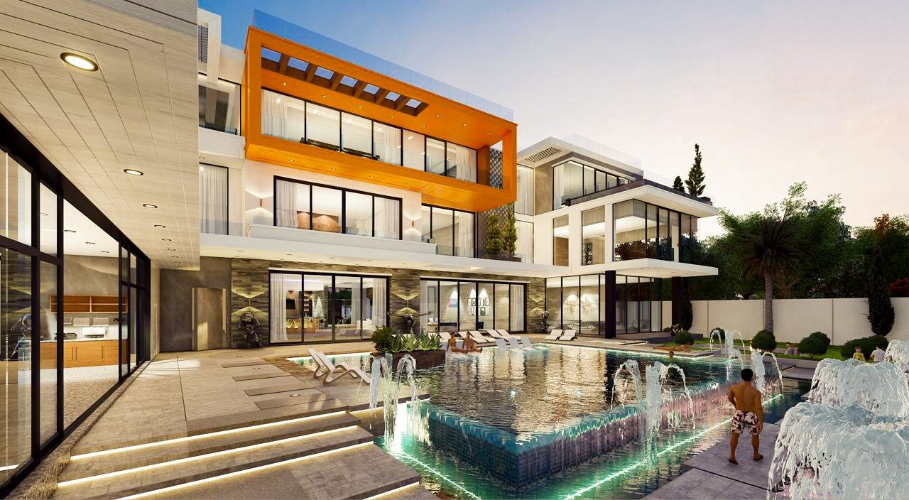 Villa Sen Sok modern facade and pool terrace